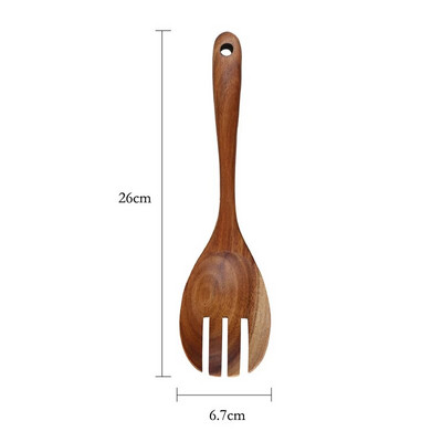 1 vnt medinis salotų šaukštas šakutė natūralaus medžio virtuvės šaukštas sriubos kaušas ilga rankenėlis didelis serviravimo šaukštų rinkinys salotų serveris mediniai indai