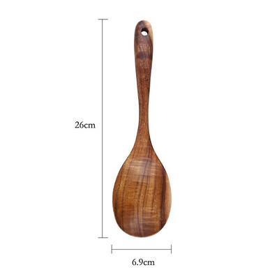 1 vnt medinis salotų šaukštas šakutė natūralaus medžio virtuvės šaukštas sriubos kaušas ilga rankenėlis didelis serviravimo šaukštų rinkinys salotų serveris mediniai indai