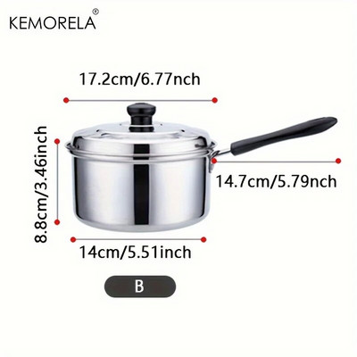 304 Κατσαρόλα από ανοξείδωτο ατσάλι με μακρύ χερούλι και παχύρρευστη κατσαρόλα γάλακτος με καπάκι Κατάλληλη για επαγωγική κουζίνα