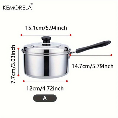 304 Κατσαρόλα από ανοξείδωτο ατσάλι με μακρύ χερούλι και παχύρρευστη κατσαρόλα γάλακτος με καπάκι Κατάλληλη για επαγωγική κουζίνα