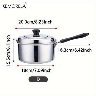 304 Κατσαρόλα από ανοξείδωτο ατσάλι με μακρύ χερούλι και παχύρρευστη κατσαρόλα γάλακτος με καπάκι Κατάλληλη για επαγωγική κουζίνα