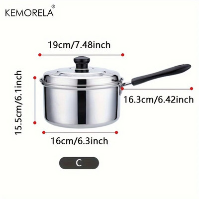 304 Κατσαρόλα από ανοξείδωτο ατσάλι με μακρύ χερούλι και παχύρρευστη κατσαρόλα γάλακτος με καπάκι Κατάλληλη για επαγωγική κουζίνα