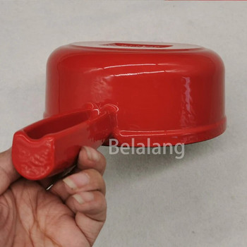 Червена емайлирана чугунена тенджера за мляко, 16 см