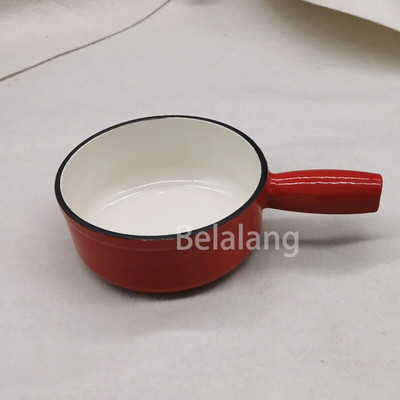 Oală de lapte din fontă emailată roșie, 16 cm