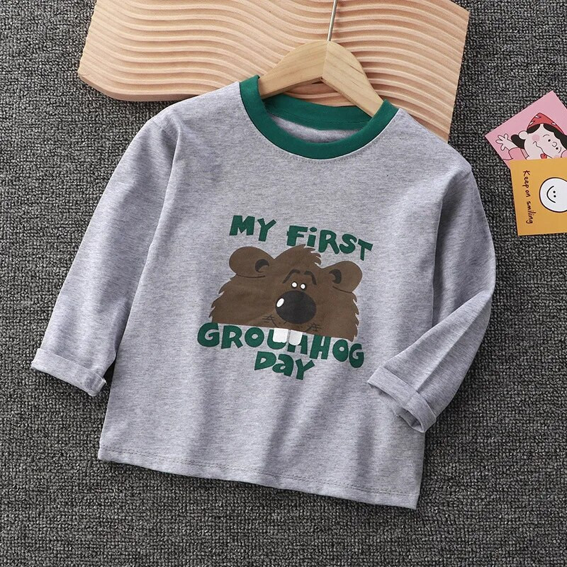 2023 őszi lányok fiúk pamut hosszú ujjú print aranyos pólók baba gyerekeknek gyerek póló