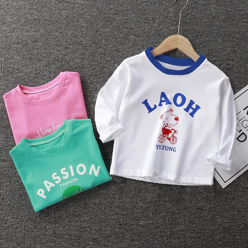 2023 őszi lányok fiúk pamut hosszú ujjú print aranyos pólók baba gyerekeknek gyerek póló