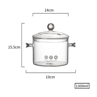 Skaidrus stiklinis sriubos puodas Karščiui atspari sriuba ir puodas Buitinis stiklinis dubuo Virtuvės reikmenys Dujinė viryklė indukcinė viryklė
