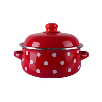 16/18/20CM Pjegavi lonac s duplim ušima Porculanska emajlirana zdjela za juhu s poklopcem Zdjela za instant rezance Indukcijski lonac za kuhanje