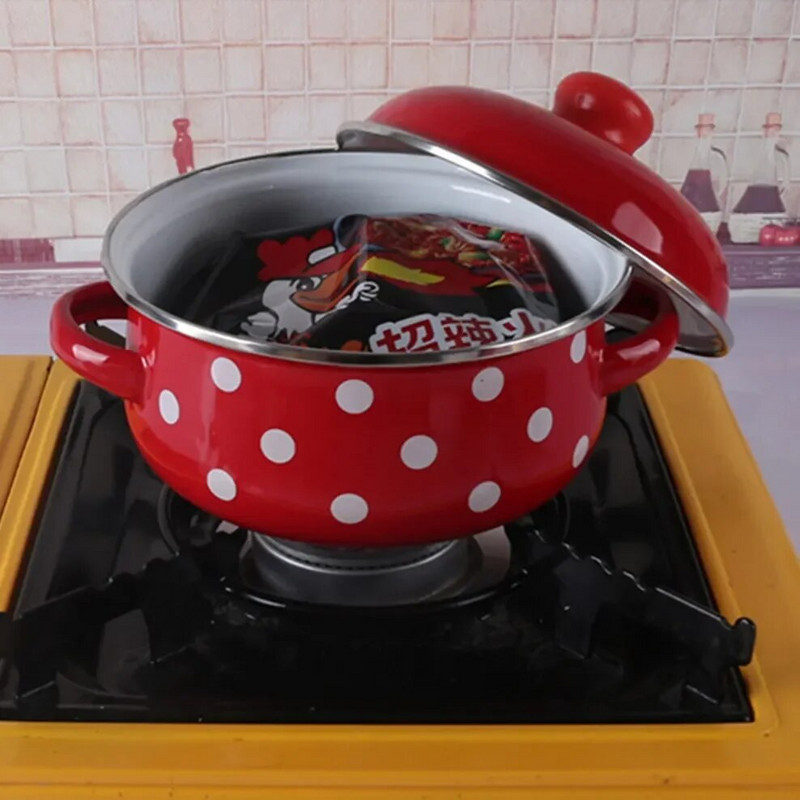 16/18/20CM Pjegavi lonac s duplim ušima Porculanska emajlirana zdjela za juhu s poklopcem Zdjela za instant rezance Indukcijski lonac za kuhanje