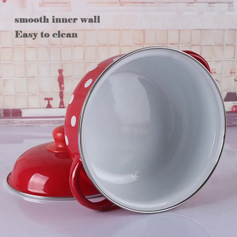 16/18/20CM Pjegavi lonac s duplim ušima Porculanska emajlirana zdjela za juhu s poklopcem Zdjela za instant rezance Indukcijski lonac za kuhanje