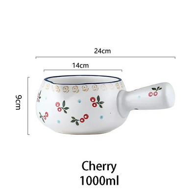 800/1000 ml Căpșuni Cireșe Tigaie Ceramică Lapte Oală Supă De Bucătărie Vase de gătit pentru fulgi de ovăz Unt Tigaie Cu gaz de lemn Foc deschis