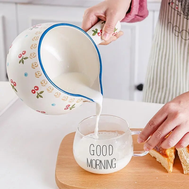 800/1000 ml Căpșuni Cireșe Tigaie Ceramică Lapte Oală Supă De Bucătărie Vase de gătit pentru fulgi de ovăz Unt Tigaie Cu gaz de lemn Foc deschis