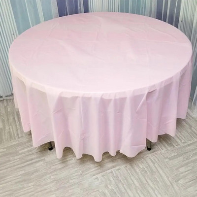 Față de masă rotundă de unică folosință de 84 de inci, de culoare solidă, din plastic, acoperită de masă, țesătură, pentru decorarea pânzei de birou pentru petrecerea de aniversare