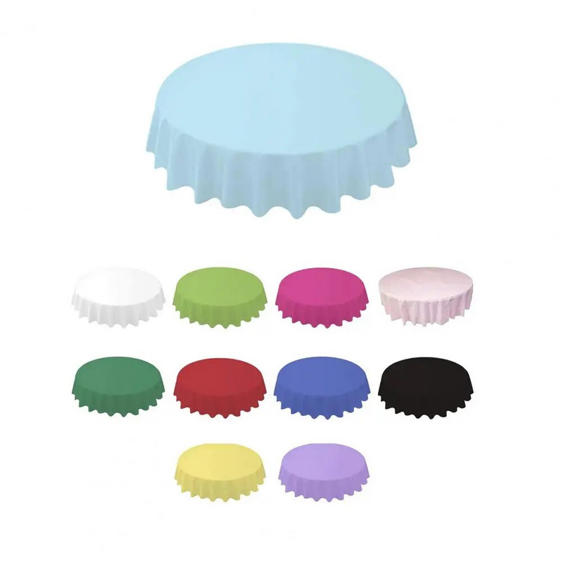 Față de masă rotundă de unică folosință de 84 de inci, de culoare solidă, din plastic, acoperită de masă, țesătură, pentru decorarea pânzei de birou pentru petrecerea de aniversare