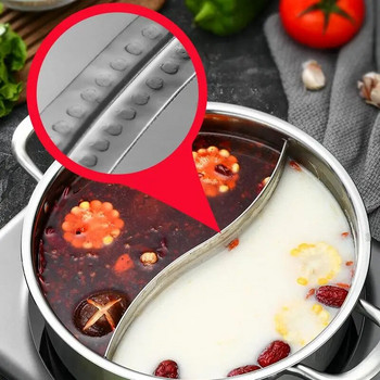 Διαχωριστικό κατσαρόλας Shabu με διπλή διπλή όψη Yang Yin Καυστήρα Επαγωγής Σούπας Hotpot Μαγειρικά σκεύη με γεύση