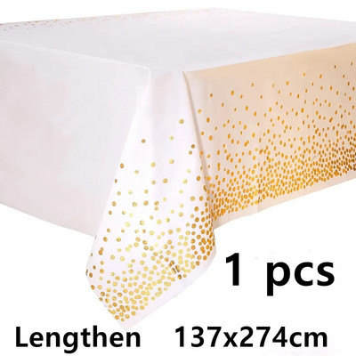 137*274cm Față de masă din aur trandafir Husă de masă cu puncte aurii/argintii pentru adulți Rechizite pentru petreceri La mulți ani Decorațiuni de nuntă