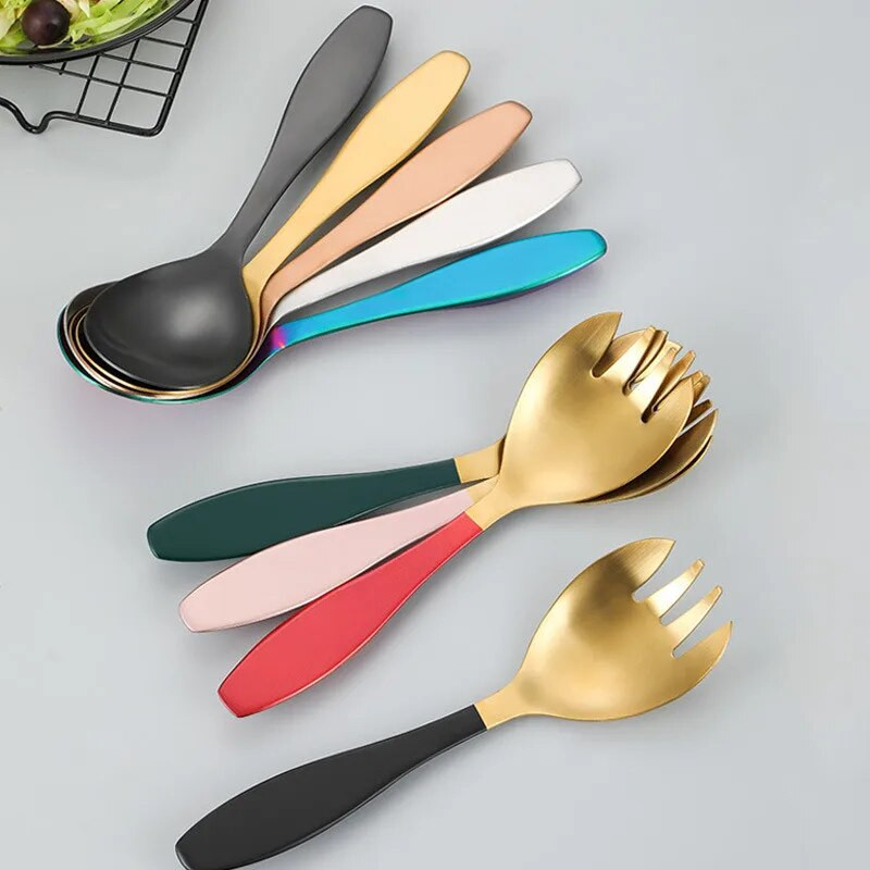 304 Σαλάτα από ανοξείδωτο ατσάλι Πιρούνι κουταλιού Μεγάλη σέσουλα φαγητού δημόσιας σερβιρίσματος για μπουφέ Ξενοδοχείου Σπίτι Κουζινικά σκεύη Αξεσουάρ κουζίνας