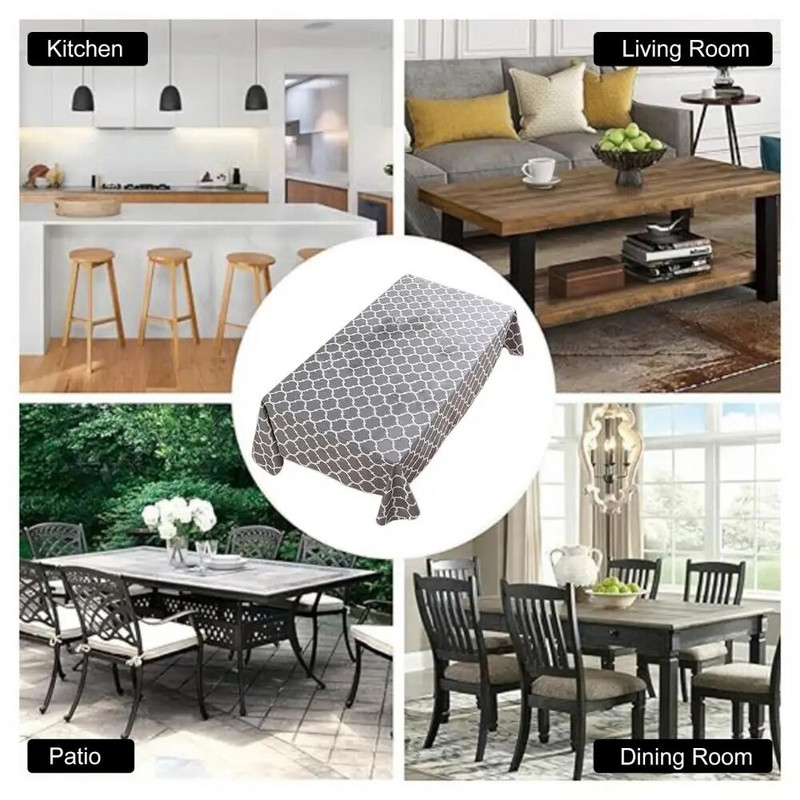 Lengvai prižiūrimas, atsparus išsiliejimui stalo viršelis Vandeniui atspari spausdinimo staltiesė, skirta naudoti lauke Daugkartinis stačiakampis valgomojo stalas