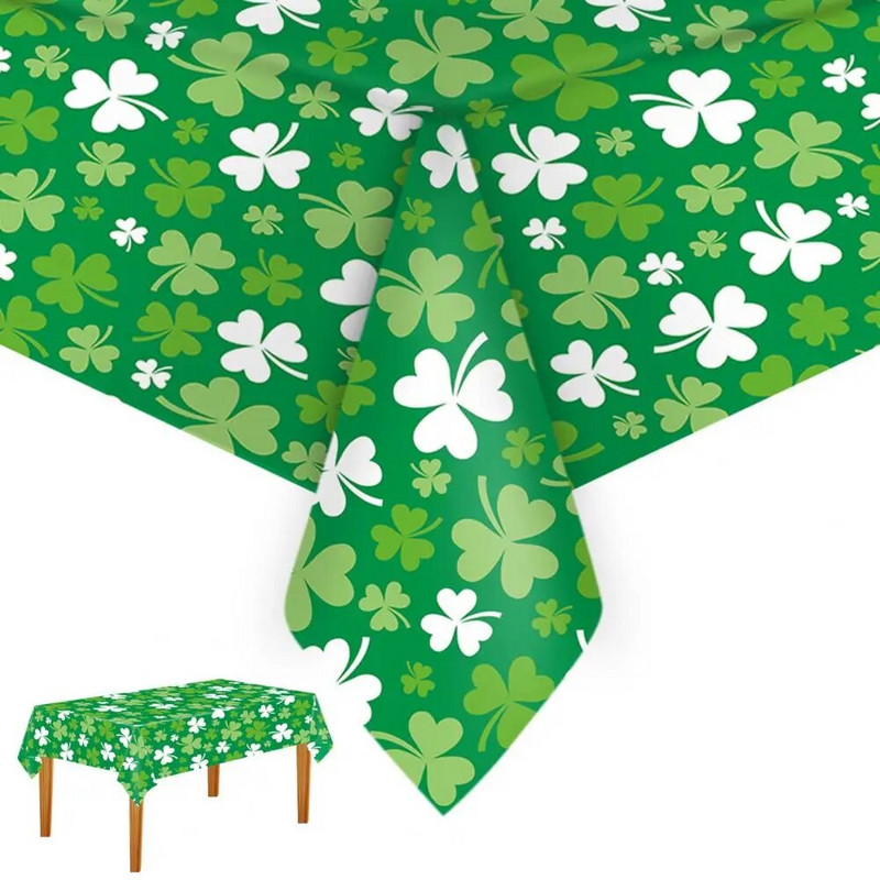 Shamrock staltiesė vandeniui atspari šventinė plastikinė stalo danga Stačiakampė valgomojo staltiesė Šv. Patriko dienos vakarėliui