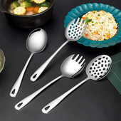 304 rozsdamentes acél vastag konyhai nyilvános kanál BBQ spatula, hosszú nyelű tálaló leves kanál szűrőedény salátavilla főzőedények