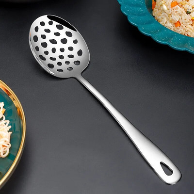 304 rozsdamentes acél vastag konyhai nyilvános kanál BBQ spatula, hosszú nyelű tálaló leves kanál szűrőedény salátavilla főzőedények