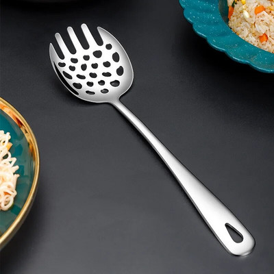 304 rozsdamentes acél vastag konyhai nyilvános kanál BBQ spatula, hosszú nyelű tálaló leves kanál szűrőedény salátavilla főzőedények
