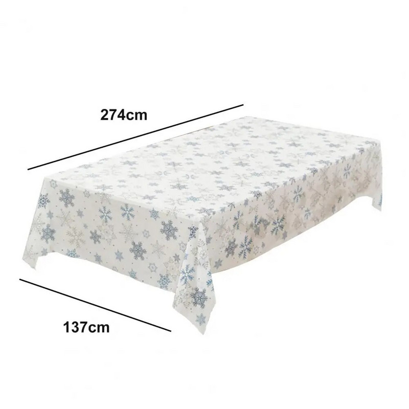 Față de masă fără miros Față de masă festivă de Crăciun Husă cu model de fulgi de nea de unică folosință pentru decorarea petrecerii de vacanță de Crăciun