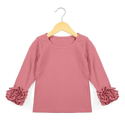 butik pamut hosszú ujjú babaingek fodros alkalmi fehér őszi pólók egyszínű gyerek lány pólók