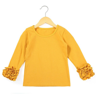 butik pamut hosszú ujjú babaingek fodros alkalmi fehér őszi pólók egyszínű gyerek lány pólók