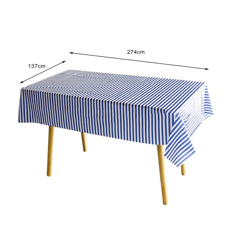 Față de masă de unică folosință cu dungi Față de masă dreptunghiulară impermeabilă, rezistentă la rupere, decorare a casei