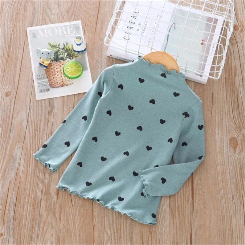 Pamut lány póló, hosszú ujjú baba gyerek garbó alsó ing gyerekeknek Ruhák Új tavaszi lány felsők Lányruhák