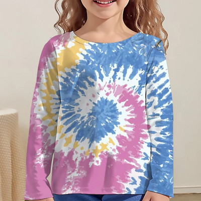 Love Tie Dye Vortex Haine Fata Pentru Copii Tricou De la 8 La 12 Ani Imbracaminte Copii Tricou Maneca Lunga Topuri Adolescenti Toamna