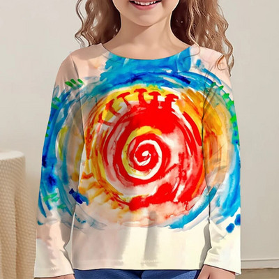 Love Tie Dye Vortex Haine Fata Pentru Copii Tricou De la 8 La 12 Ani Imbracaminte Copii Tricou Maneca Lunga Topuri Adolescenti Toamna