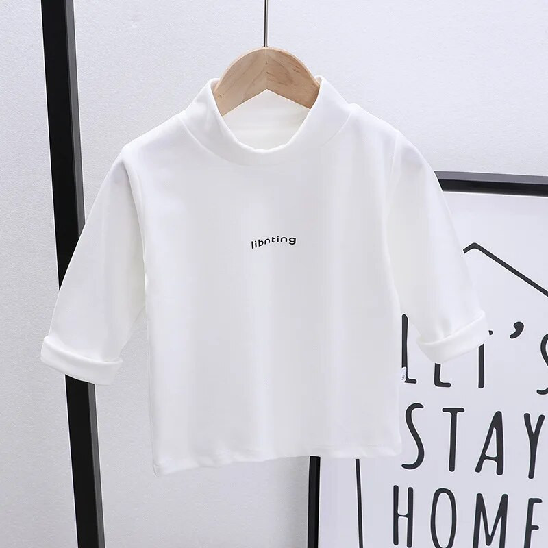 Toamnă Iarnă Copii Copii Băieți Fete Tricouri Topuri cu gât rotic Solid cu mânecă lungă Cămăși cu fundul polar Tricouri pentru copii