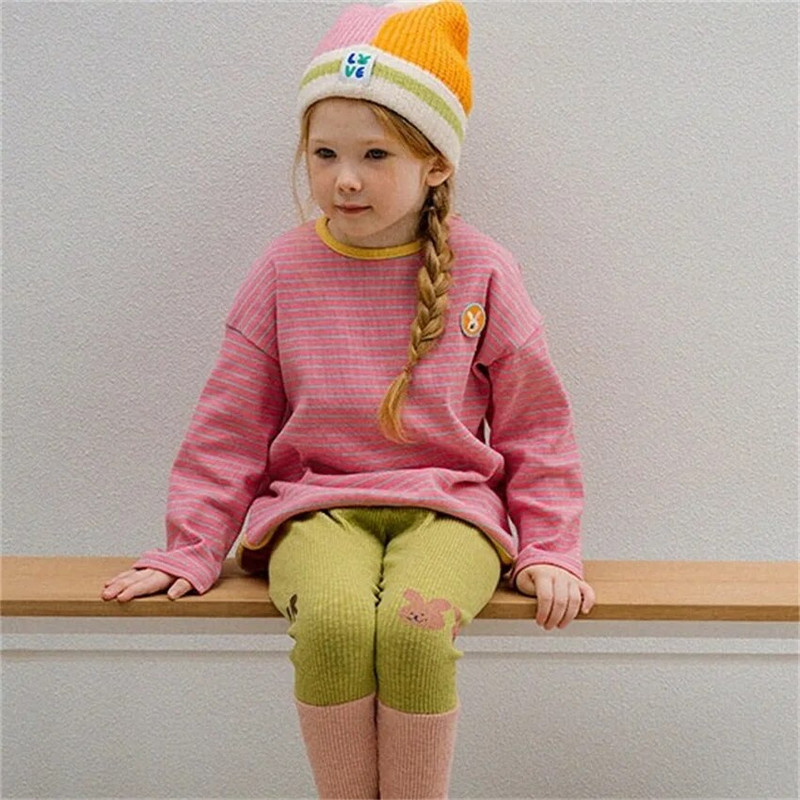 Îmbrăcăminte coreeană pentru copii Tricouri Toamna 2023 PS Copii Fete Băieți Cămăși cu mânecă lungă Topuri Jambiere Haine pentru copii 2 - 7 ani