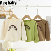 Toamnă Bebeluş Fetiţă Băiat Hanorace Broderie Curcubeu Topuri cu mânecă lungă Copii Copii Băieţi Pulover Hanorace Moda Tricou Haine