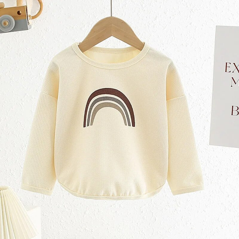 Toamnă Bebeluş Fetiţă Băiat Hanorace Broderie Curcubeu Topuri cu mânecă lungă Copii Copii Băieţi Pulover Hanorace Moda Tricou Haine