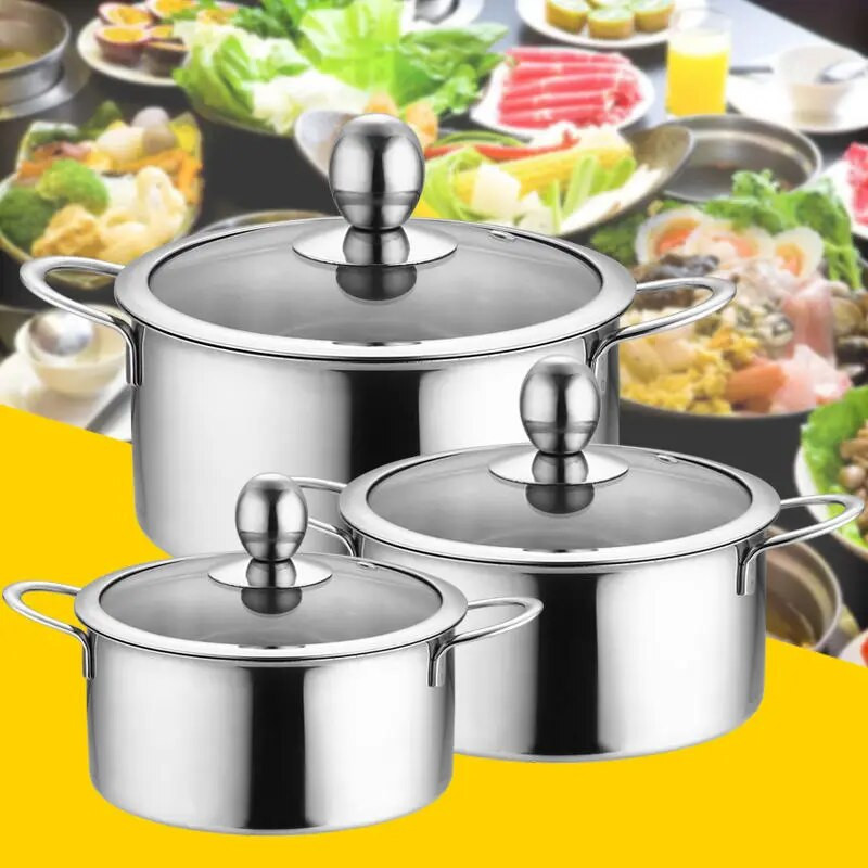 Levesfazék Tejfazék rozsdamentes acél hóserpenyő derékszögű edény Shabu-shabu tapadásmentes tűzhely Kásás edény Indukciós edény azonnali edény