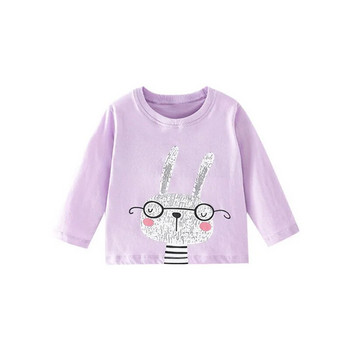 2023 Animals Rabbit print Βρεφικό μπλουζάκι με λουλουδάτο μακρυμάνικο βαμβακερό μπλουζάκι καρτούν άνοιξη φθινόπωρο Παιδικό μπλουζάκι κορυφαία κοριτσίστικα ρούχα