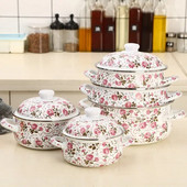 Katlis zupas katli Porcelāna emaljēti biezi virtuves piederumi Gāzes plīts vispārējai lietošanai Ikdienas gatavošanas trauki Vienkārša tīrīšana