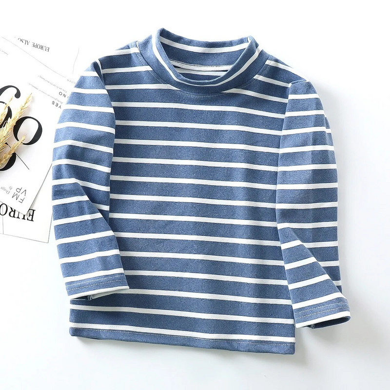 2023 Детско облекло Есен Зима Нови момчета на райе Памучни детски тениски Бебешки горнища с дълъг ръкав Тениски Дрехи за момчета и момичета