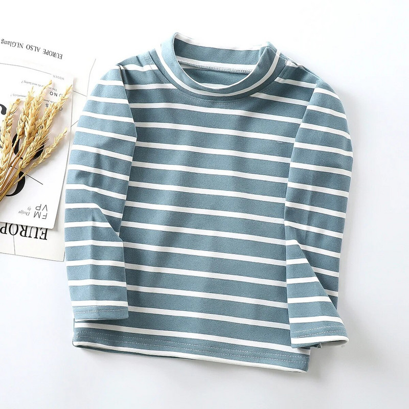 2023 Детско облекло Есен Зима Нови момчета на райе Памучни детски тениски Бебешки горнища с дълъг ръкав Тениски Дрехи за момчета и момичета