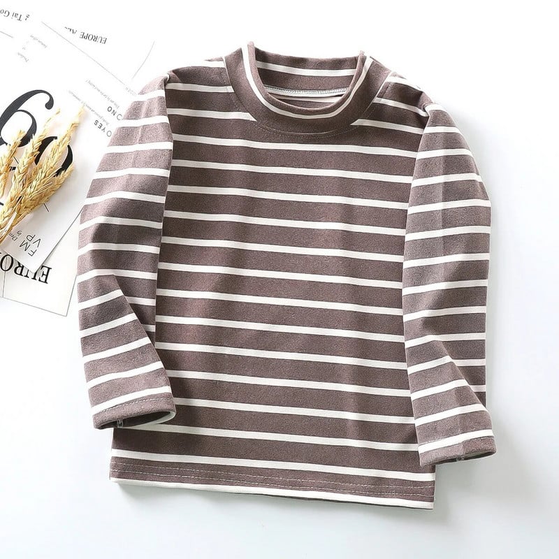 2023 Детско облекло Есен Зима Нови момчета на райе Памучни детски тениски Бебешки горнища с дълъг ръкав Тениски Дрехи за момчета и момичета