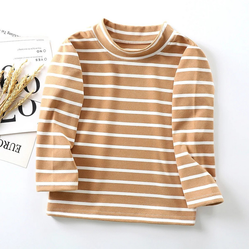 2023 Детско облекло Есен Зима Нови момчета на райе Памучни детски тениски Бебешки горнища с дълъг ръкав Тениски Дрехи за момчета и момичета