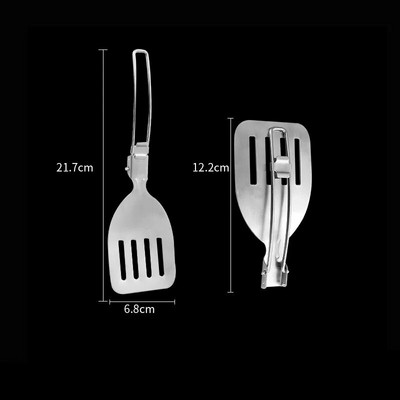 Hordozható kültéri kemping Összecsukható konyhai edények rozsdamentes acél piknik BBQ leves kanál szűrőedény sütőlapát konyhai edény