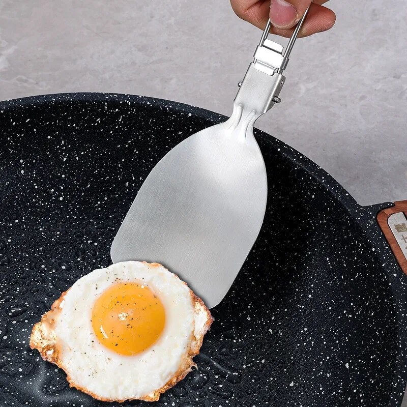 Hordozható kültéri kemping Összecsukható konyhai edények rozsdamentes acél piknik BBQ leves kanál szűrőedény sütőlapát konyhai edény