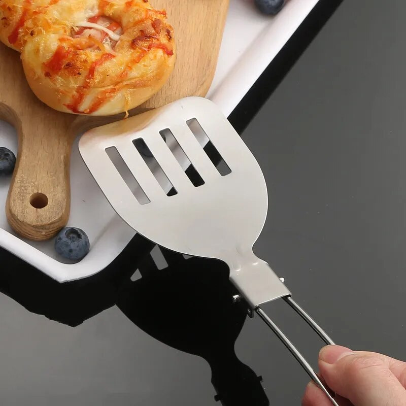 Hordozható kültéri kemping Összecsukható konyhai edények rozsdamentes acél piknik BBQ leves kanál szűrőedény sütőlapát konyhai edény