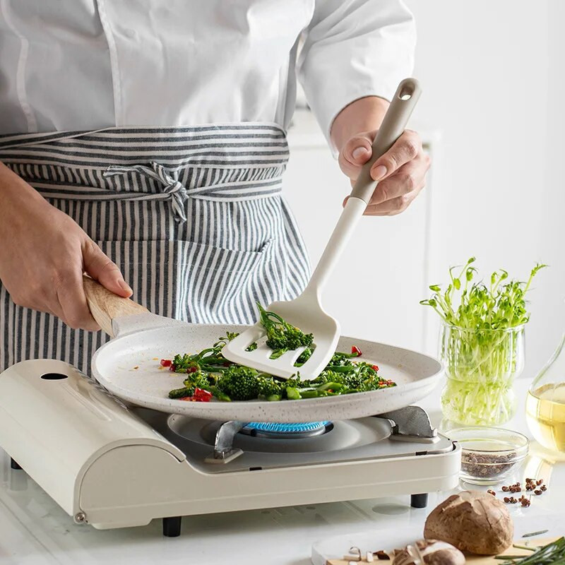 10 db konyhai szilikon konyhai készlet főzőlapát szűrőkanál rizs kanál spagetti karmos olaj ecset eszközök sütéshez
