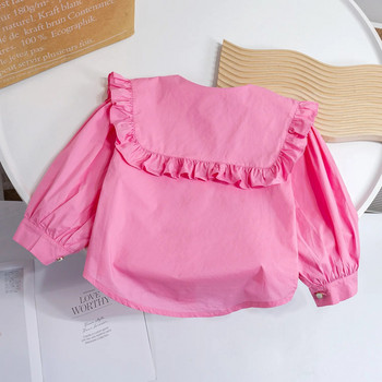 Ризи за момичета 2023 Пролет Есен Блуза за деца Детски бродирани ризи Цветя Дрехи за момиченца Връхни дрехи с дълъг ръкав