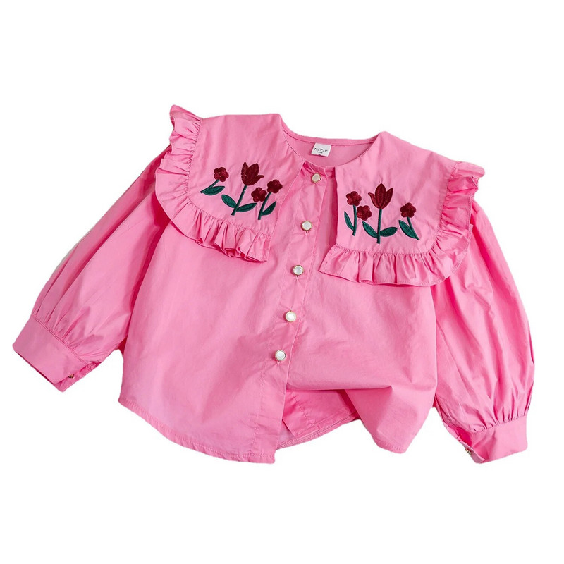 Cămăși pentru fete 2023, primăvară, toamnă, bluză pentru copii, cămăși brodate pentru copii, haine cu flori pentru bebeluși, îmbrăcăminte exterioară cu mânecă lungă